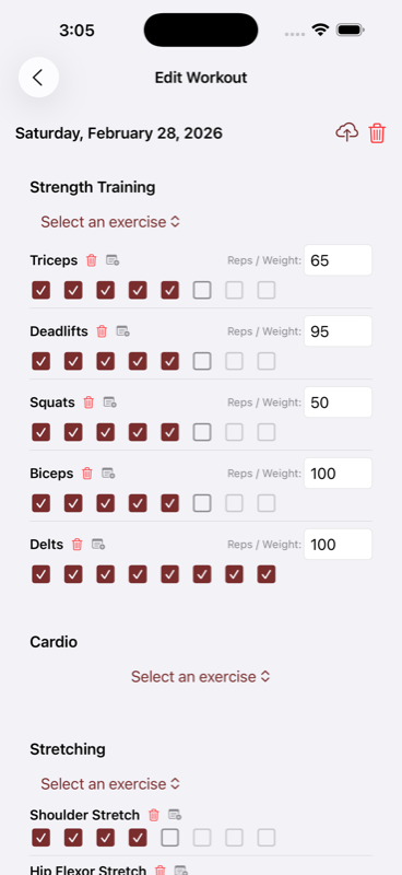 Strength training tracking