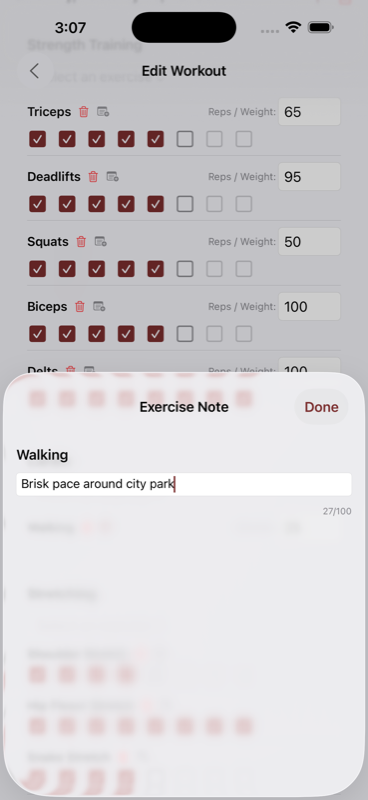 Exercise notes